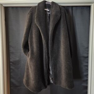 2XL Black Teddy Long Coat